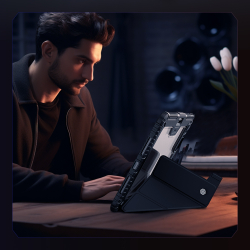 Чехол книжка от Nillkin для Apple iPad Air 13 (2025, 2024) и Pro 12.9 (2020-2022), серия Bumper Pro Case-Multi Angle Folding Style, многофункциональный складной стиль