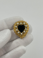 Накладка на пуговицу Сердце с чёрной вставкой