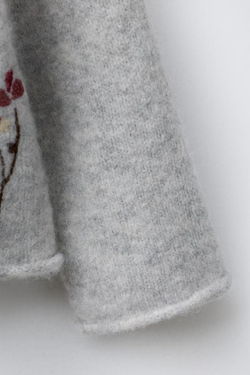 ZARA ТРИКОТАЖНЫЕ БРЮКИ С ВЫШИВКОЙ ЦВЕТОВ, СЕРЫЙ МЕЛАНЖ