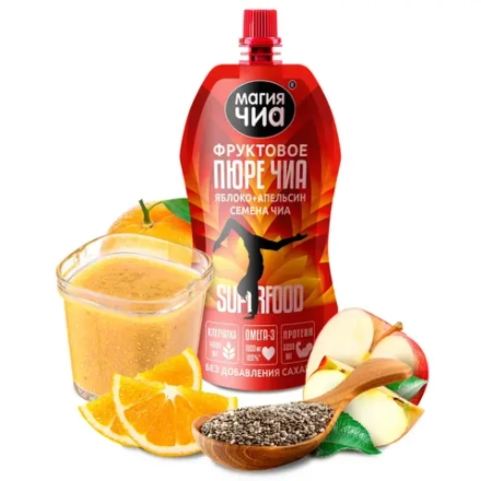 Фруктовое пюре ЧИА «Яблоко + Апельсин»