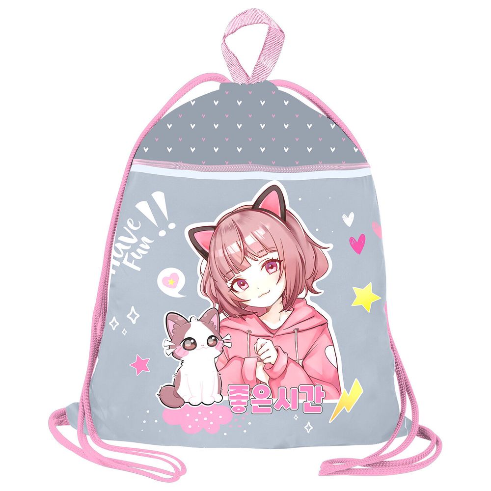 Мешок для обуви BRAUBERG, с петлей, светоотр.полоса, 2 отделения, 46х36 см, Anime friends, 272398