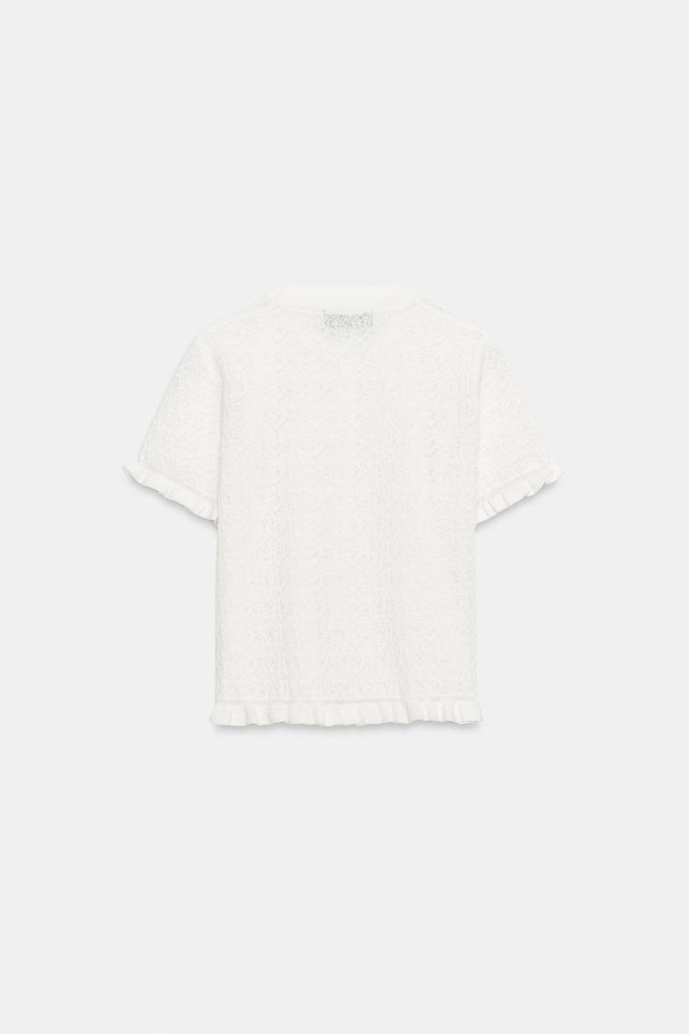 ZARA ВЯЗАНЫЙ КАРДИГАН С ВОЛАНАМИ, ЭКРЮ