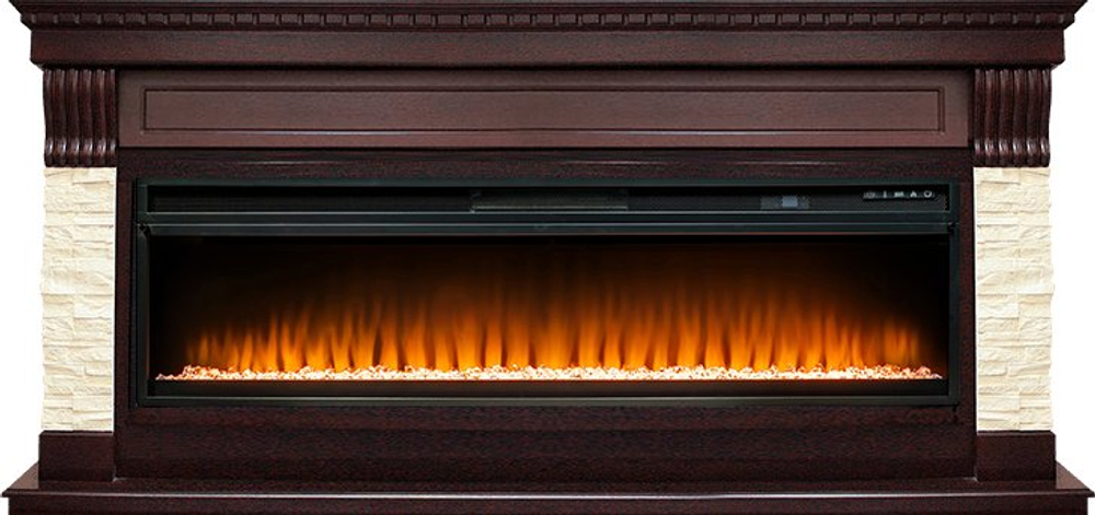 Каминокомплект Denver - Темный дуб / Бежевый с очагом Vision 60 LED