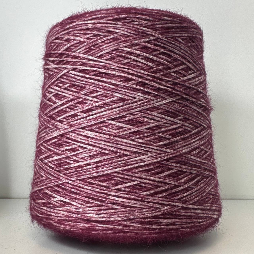 COCKER - Pecci Filati; 22% альпака superfine, 14% меринос 64% хлопок organic; 200м/100гр. col. 380, цвет: бордовый пух на белом шнурке; S711; MP