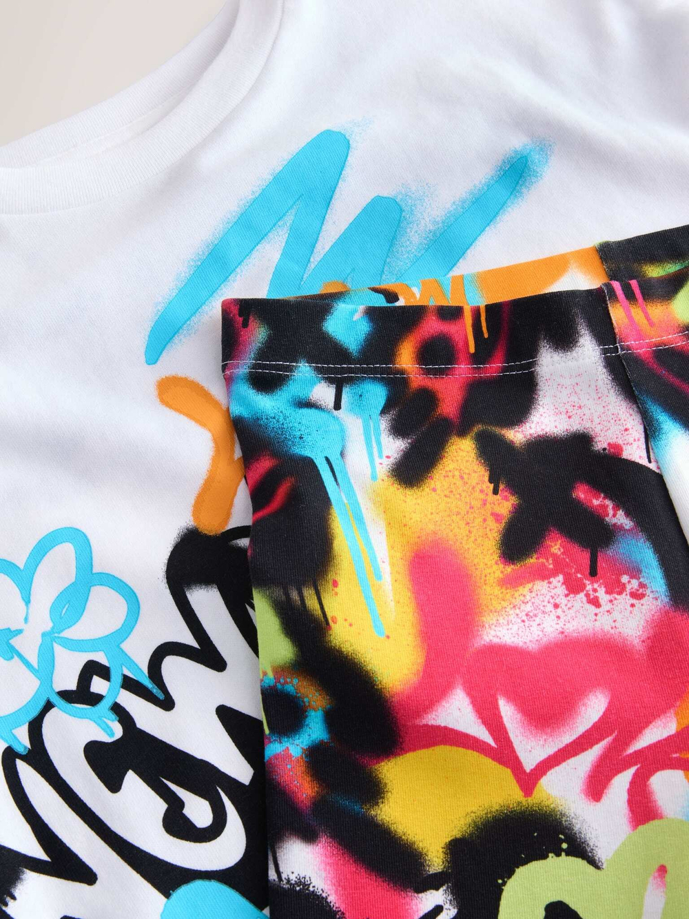 Футболка и легинсы в комплекте для девочки Next AK8-604, Белый, Черный