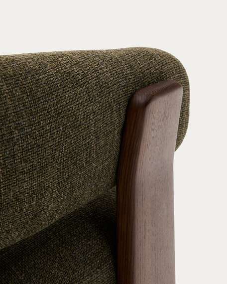 Кресло Granite на 3 ножках, зеленый шенилл, массив ясеня в отделке орех