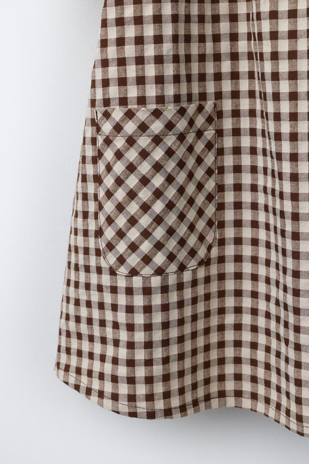 ZARA ПЛАТЬЕ В КЛЕТКУ, БЕЖЕВО-КОРИЧНЕВЫЙ