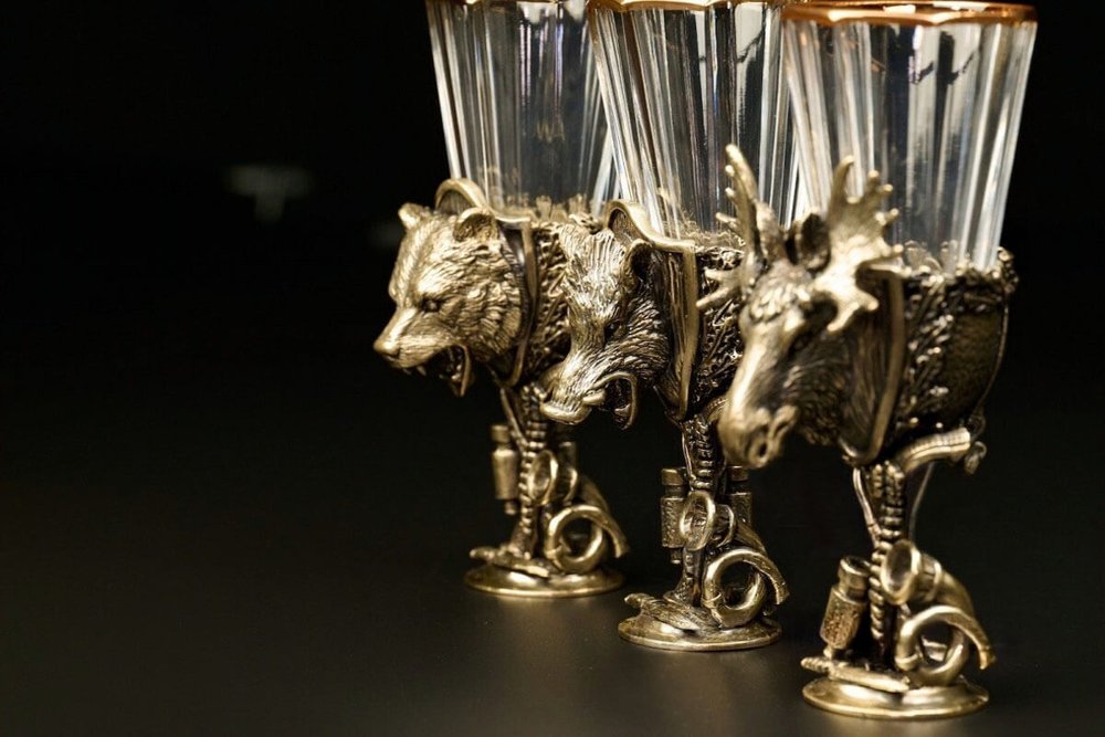 Набор рюмок-лафитников "Трофейная охота" 6 шт. в подарочном кейсе с художественным оформлением