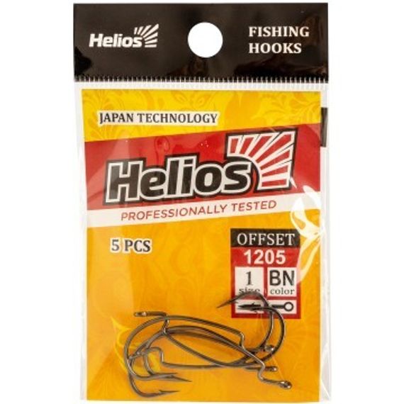 Крючок офсетный №1 цвет BN (5шт) Helios (HS-1205-1)
