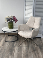 Стул М-City DISAUR Давен (Daven) поворотный на 360 градусов, Кремовый Riely-111, G1038-101, ткань, Латте каркас