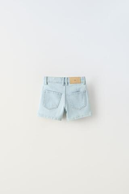 ZARA ДЖИНСОВЫЕ ШОРТЫ С ВЫСОКОЙ ПОСАДКОЙ, ГОЛУБОЙ