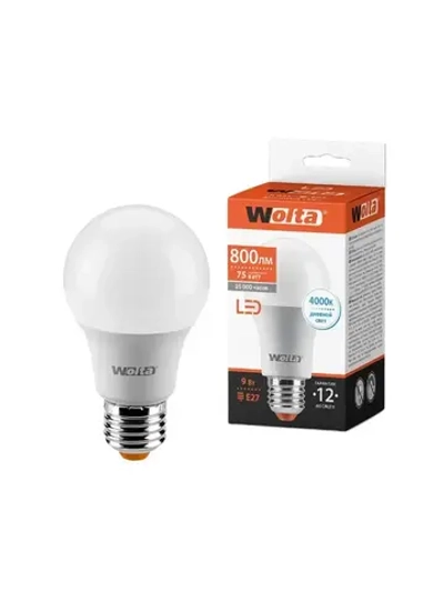 Светодиодная лампа A60 9W E27 4000K груша Wolta 25S60BL9E27