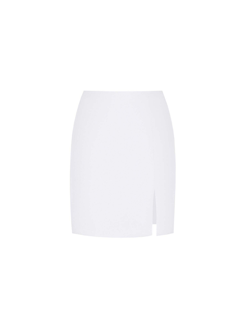 Мини юбка из крепа с разрезом