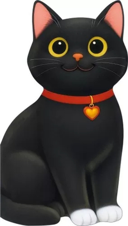 Открытка фигурная б/т "Котик" черный