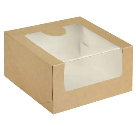Короб для тортов с окном "Крафт" Pasticciere, 180*180*100 мм (120шт/кор), штучно