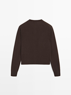 Massimo Dutti Кардиган из 100% шерсти с золотистыми пуговицами, коричневый