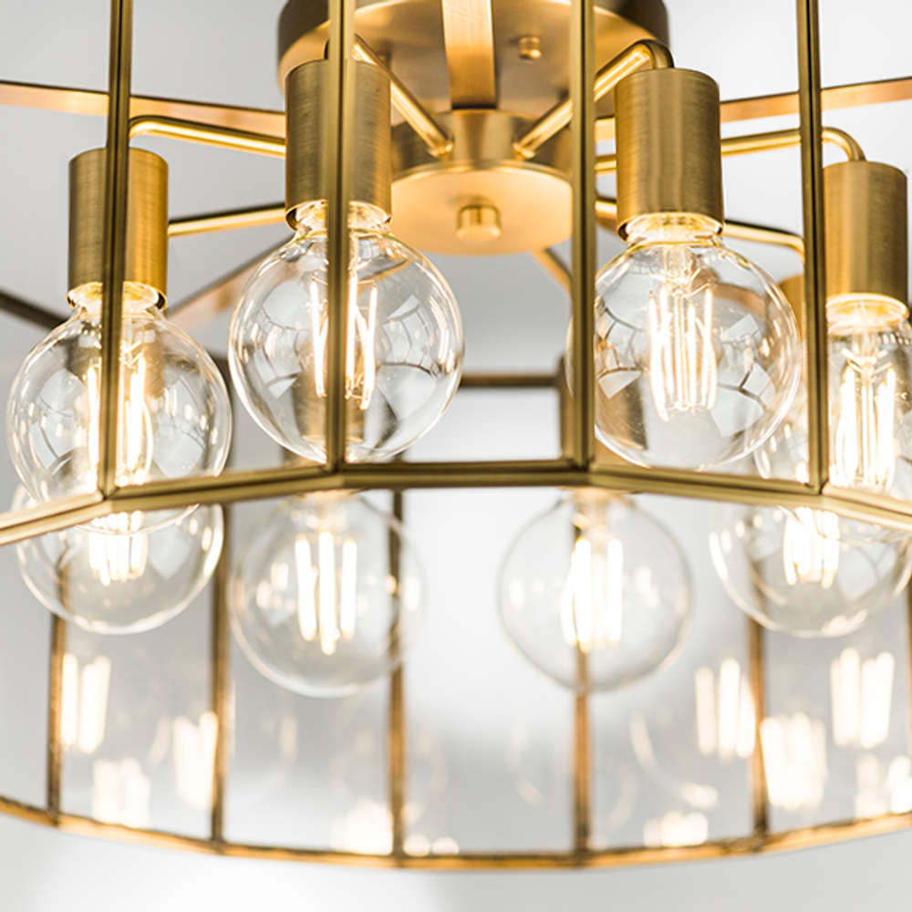 798281 Люстра GENNI 8х40W E27 ЛАТУНЬ/ПРОЗРАЧНЫЙ