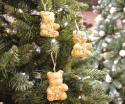 Украшение Мишка золотой с блестками 3шт., 7х5 см. (522609)