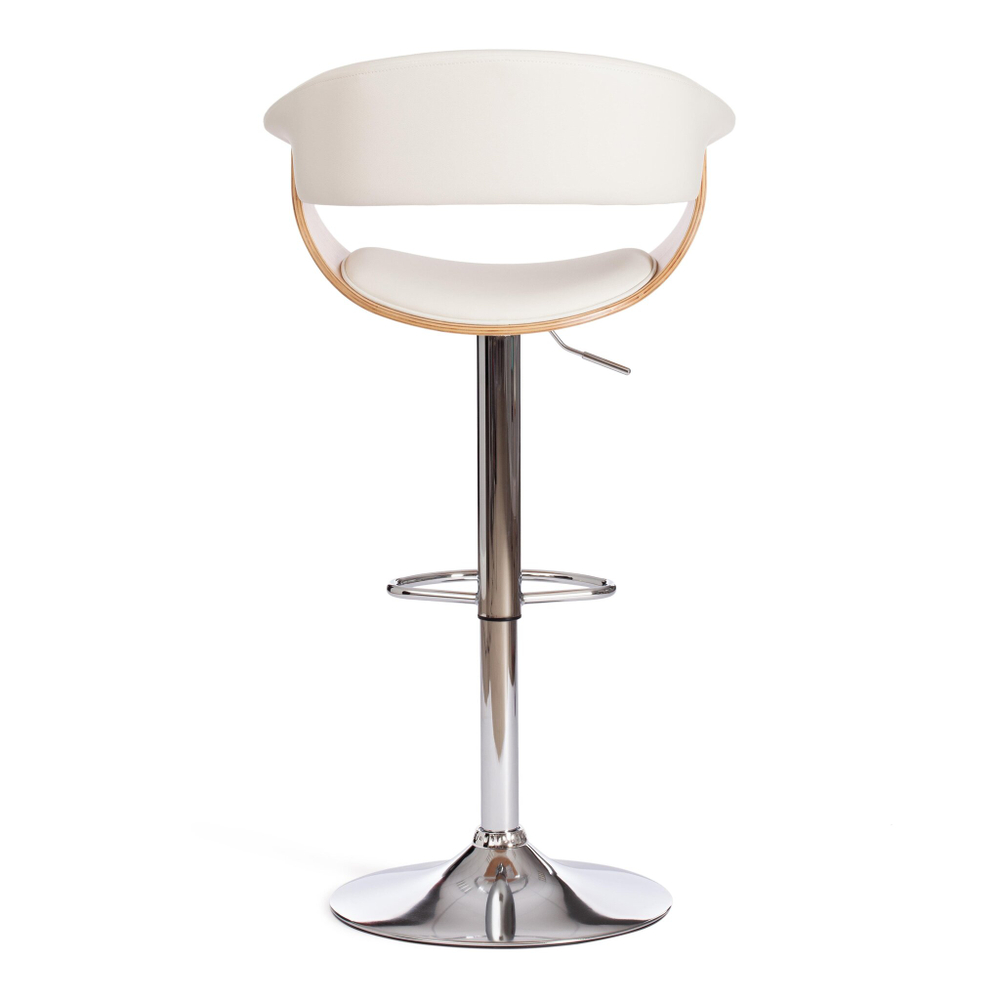 Барный стул VIMTA (mod.4021S) металл/дерево/экокожа, 60х51х91,5-112,5 см, высота сиденья 61,5-82,5 см, белый/натуральный/хром