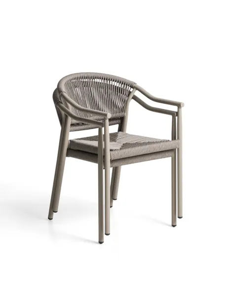 Уличный стул Livadia из алюминия цвета таупе и веревки