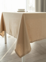 Скатерть DeNASTIA Basic linen мережка по краю 140x180, бежевый