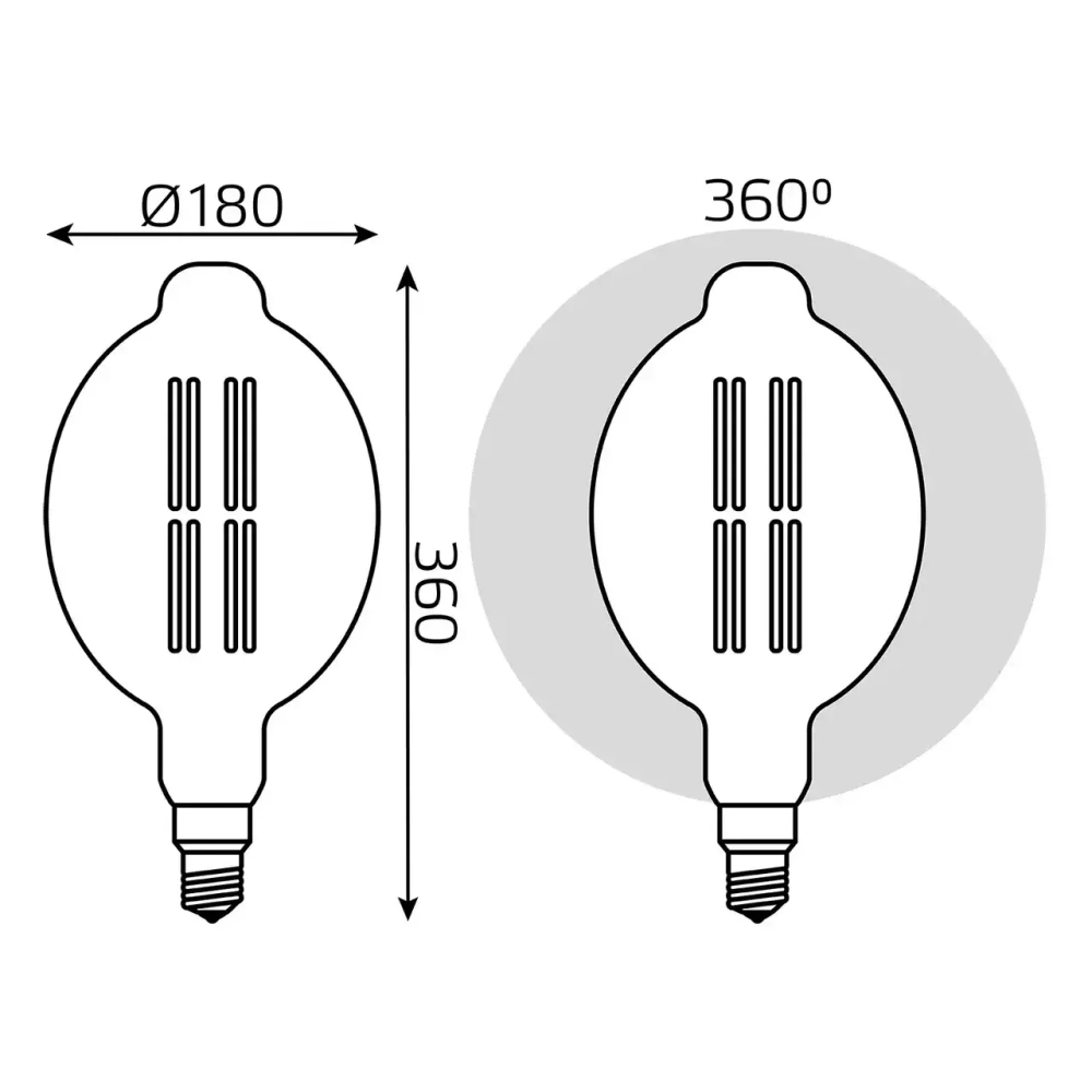 Лампа Gauss LED Filament BT180 8W Е27 780lm 2400К golden straight 151802008