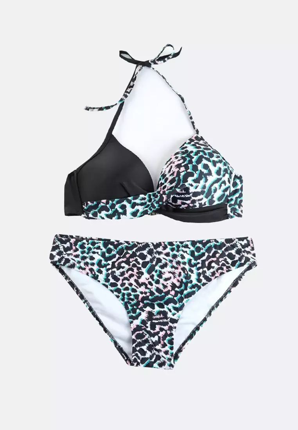 Раздельный купальник с анималистическим принтом и цветными пятнышками (Размер: M) (Цвет: разноцветный)