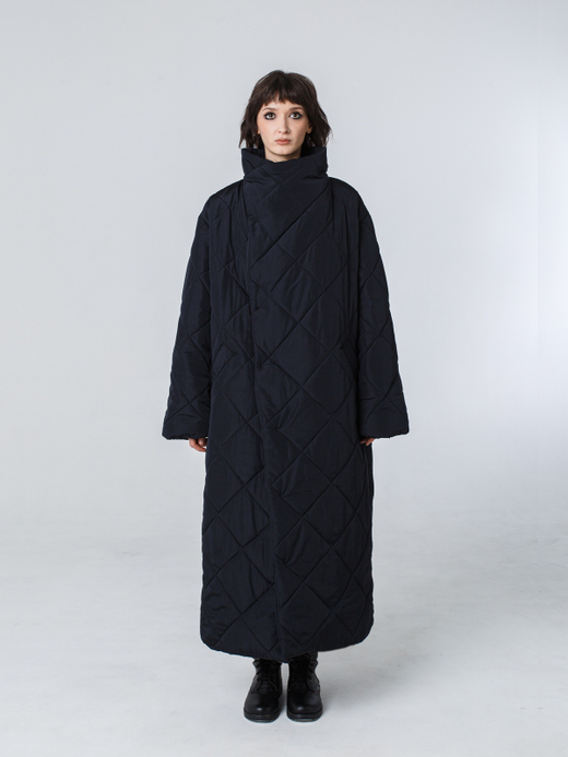 Пальто-одеяло унисекс с воротником "Кутанка". Черное