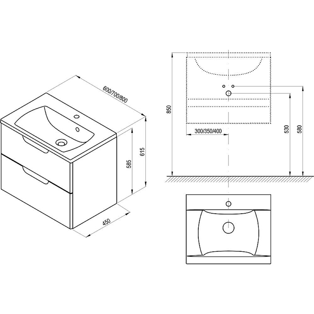 Тумба под раковину Ravak SD Classic II 70 X000001478 подвесная Белая