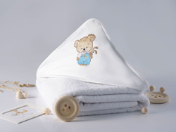 Полотенце детское 90х90 Claire Batiste Atelier Honey Boy для новорожденных с капюшоном
