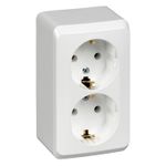 Schneider Electric ЭТЮД Белый Розетка 2-местная открытая установка с заземляющими контактами PA16-007B