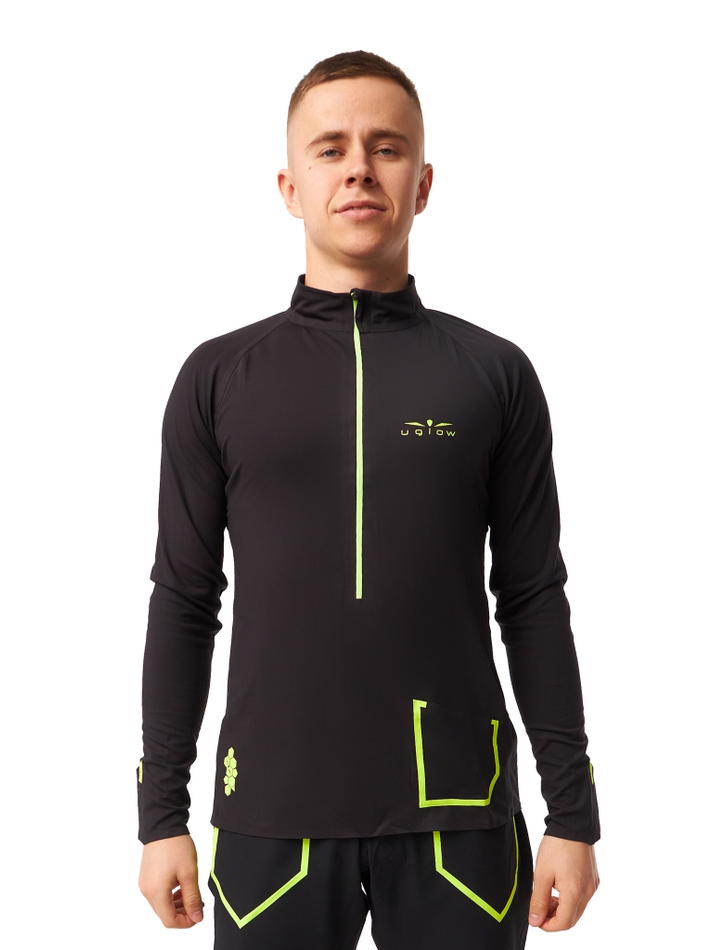ЛОНГСЛИВ УТЕПЛЕННЫЙ МУЖСКОЙ 3/4 ZIP BRUSH | BLACK YELLOW
