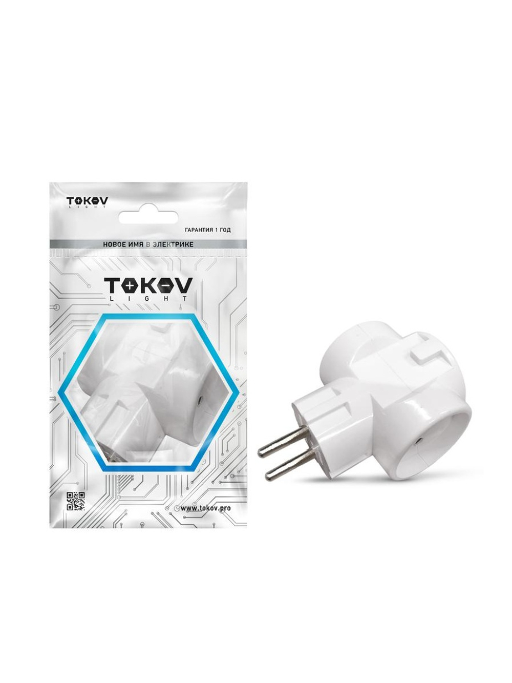 Разветвитель 3-м без заземл. 10А 250В IP20 ABS-пластик бел. TOKOV ELECTRIC TKL-S3C-C01