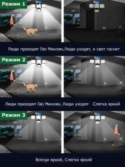 BOMOX Уличный светильник Светодиодный,С датчиком движения,Разделенная солнечная панель,Работает на батарейках,Пульт дистанционного управления, удлинительный кабель длиной 5 м