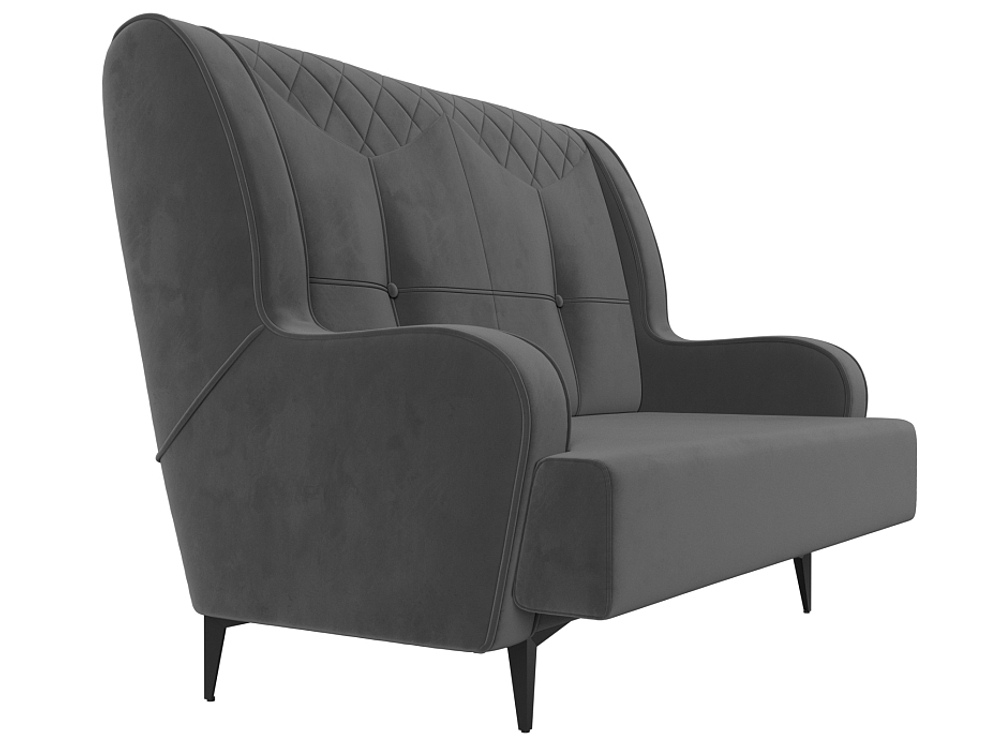 Диван прямой Неаполь 2-х местный, Серый, Велюр, 113166