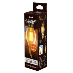 LED-CW35-5W-GOLDEN-E14 GLV21GO Лампа светодиодная Vintage. Форма свеча на ветру. золотистая колба. Картон. ТМ Uniel