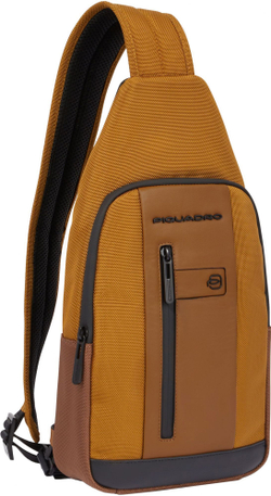 Рюкзак слинг мужской Piquadro Brief2 Special CA4536BR2S/GRN серый/черный нейлон/натур.кожа