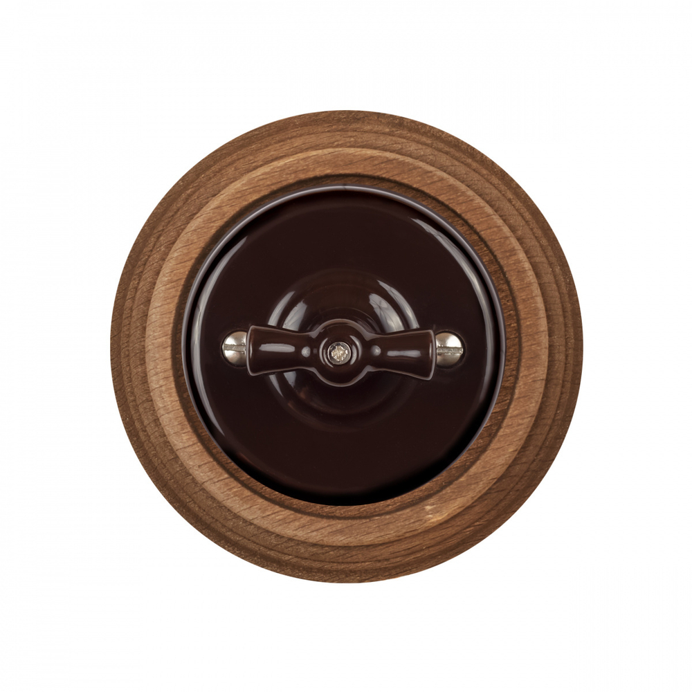 Выключатель 1-клавишный, керамика, цвет коричневый B1-200-02