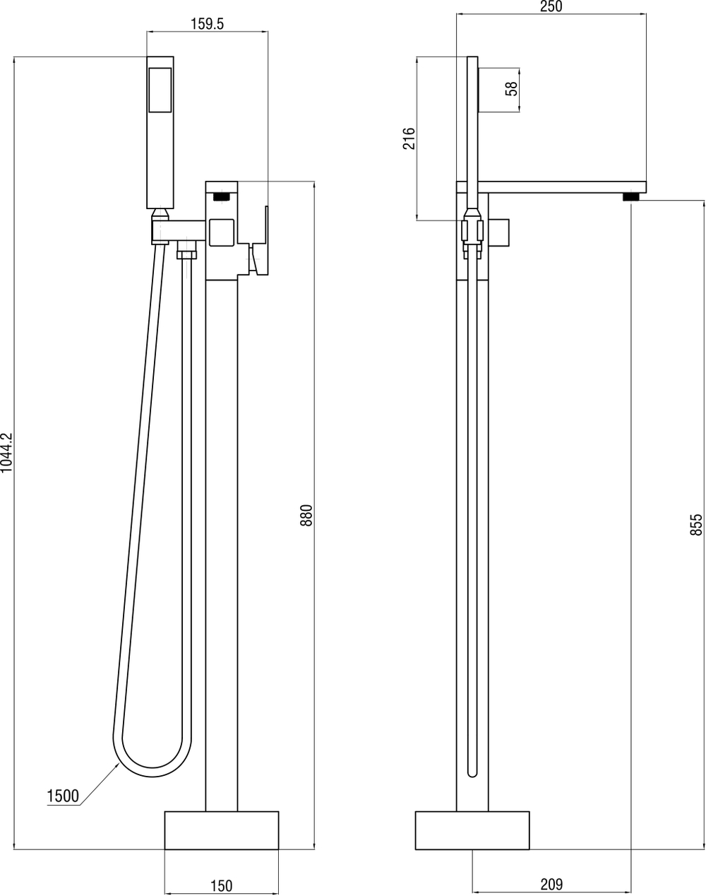 Напольный смеситель для ванны с душем STWORKI Карлстад S35130CR хром