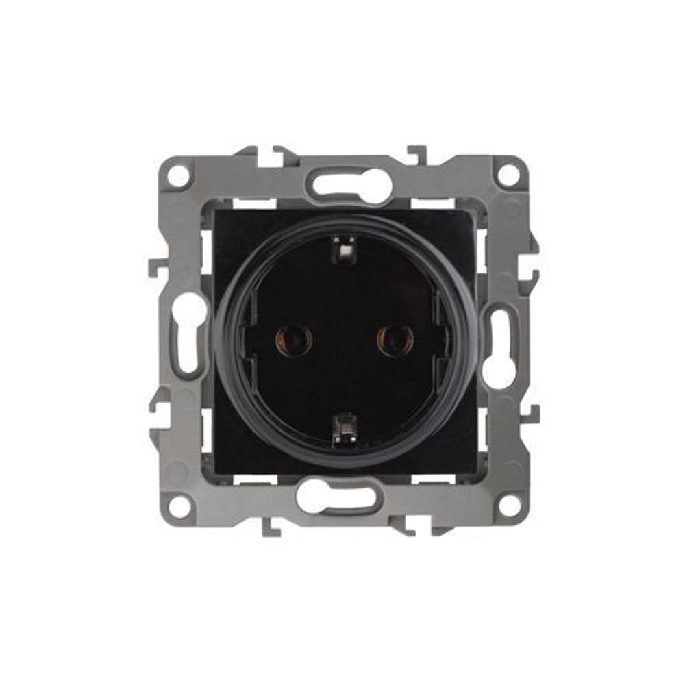 Розетка 1-м СП Эра12 12-2001-06 16А IP20 16AX 250В 2P+E Schuko без монтаж. лапок механизм черн. Эра Б0014686
