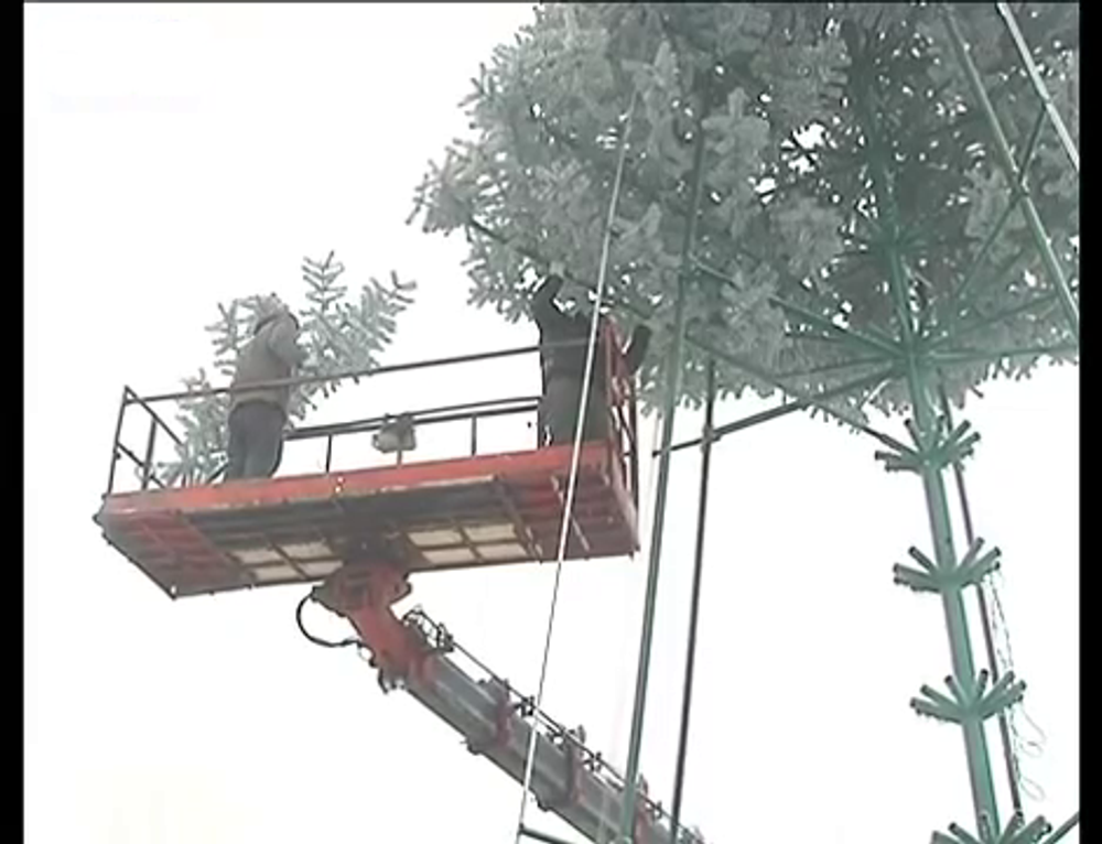 Уличная елка ствольная "Альпийская изумрудная" (пвх бело-зелёная) 3 м