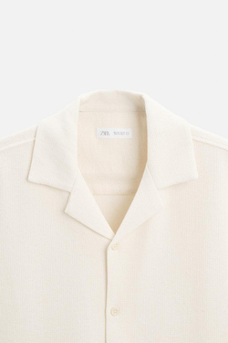 ZARА РУБАШКА ИЗ РЕЛЬЕФНОЙ ТКАНИ, ЭКРЮ