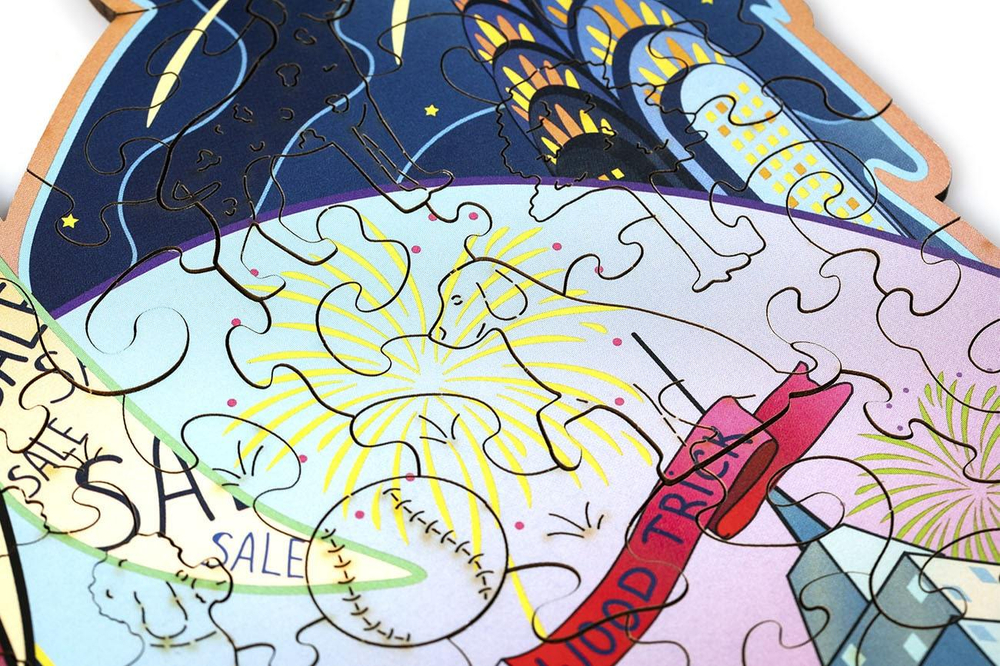 Нью-Йоркшир с кристаллами Swarovski от Wood Trick - сборные пазлы причудливой формы, это картины, которые вы собираете сами