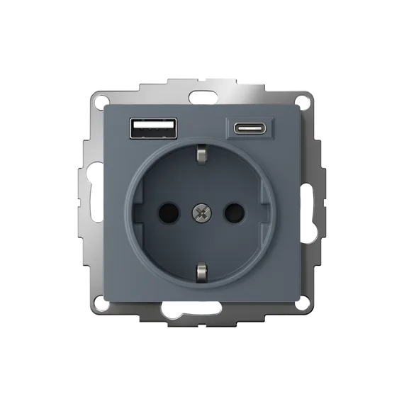 Розетка AtlasDesign 16А с 2-мя заряд. устройствами USB тип A+C 5В/2.4А 2х5В/1.2А механизм грифель SE ATN000732