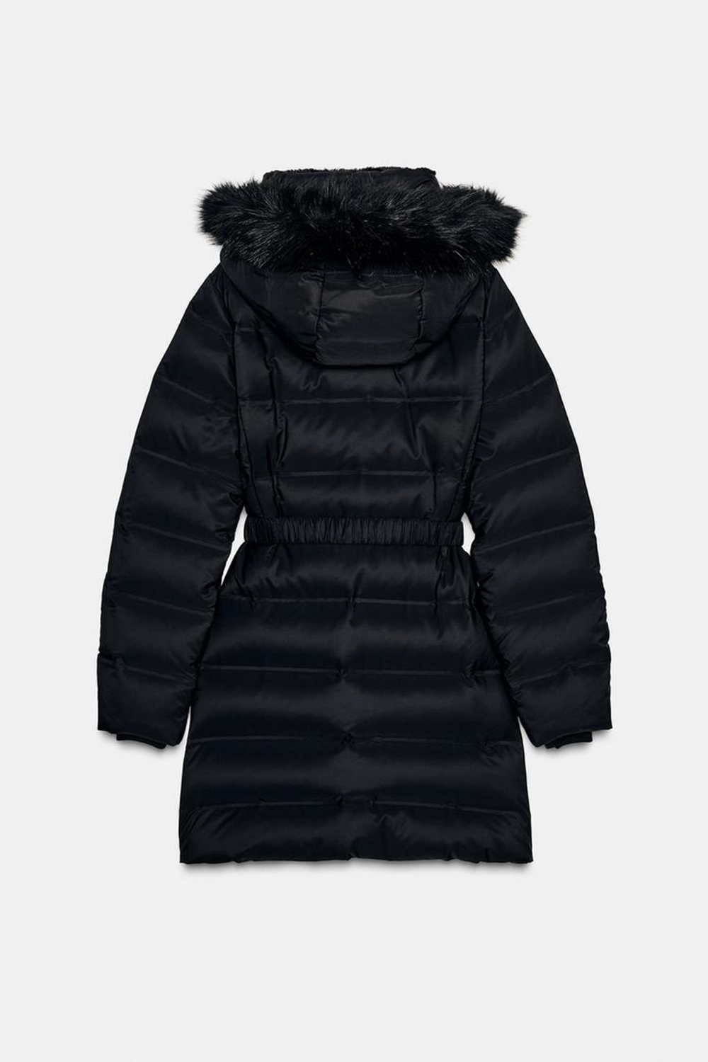 ZARA ПУХОВИК С КАПЮШОНОМ WATER REPELLENT WINDPROOF, ЧЕРНЫЙ