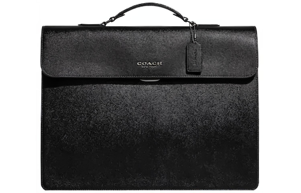 COACH Graham Cross Grain Leather Handbag, Shoulder Bag, Crossbody Bag, Briefcase Large Men"s Black