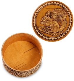 Народные промыслы BST-111/ 3 Шкатулка «Белка» мал. (береста)