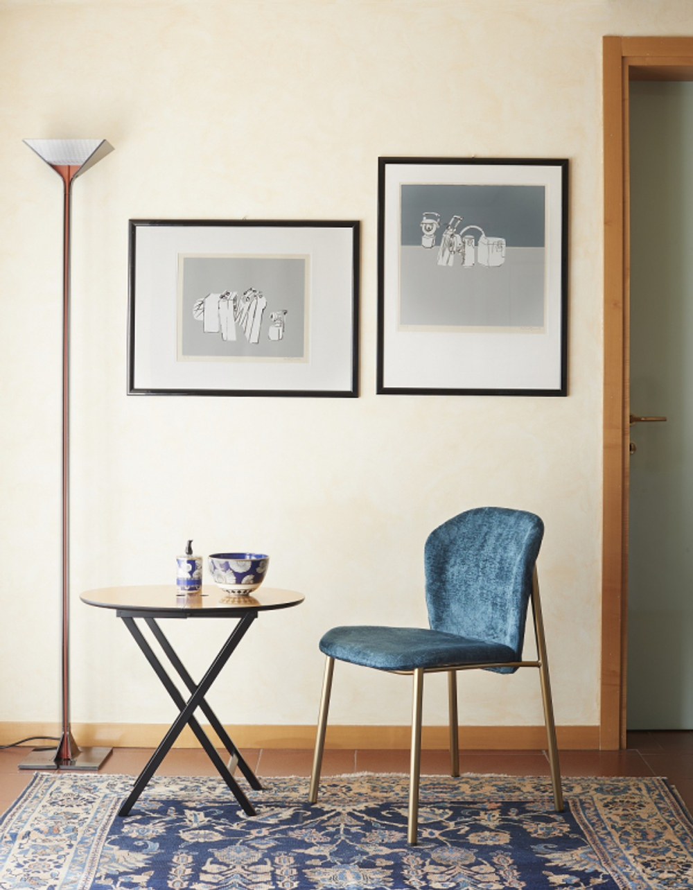 Стул с обивкой Scab Design Finn, матовое золото, морской волны