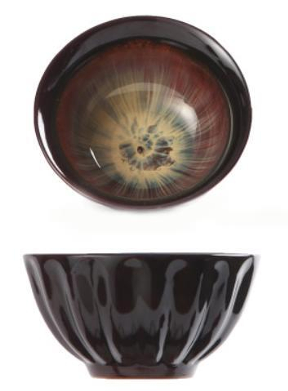 278057 Пиала "Золотой песок №13 Цветок" h=5.2см, d=8.5см, 90 мл, керамика (эффект "кракелюр")