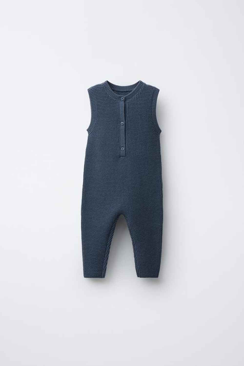 ZARA ДЛИННЫЙ ВЯЗАНЫЙ КОМБИНЕЗОН С ЭТИКЕТКОЙ В ВИДЕ БЕЛКИ, СИНИЙ